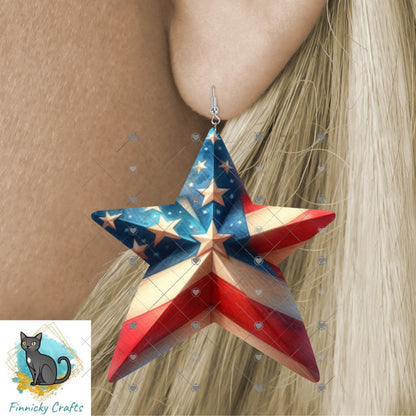 Patriotic Three Star Clipart Bundle, Sublimation PNG Files for DIY Crafts, Earrings Shirt Design, Instant Digital Download