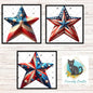 Patriotic Three Star Clipart Bundle, Sublimation PNG Files for DIY Crafts, Earrings Shirt Design, Instant Digital Download