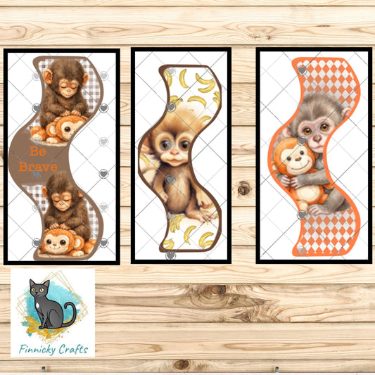 Wavy Monkey Sublimation PNG Bundle, Funny Craft Design for Earrings Keychains Shirts, DTF Ready Digital Download for Small Business