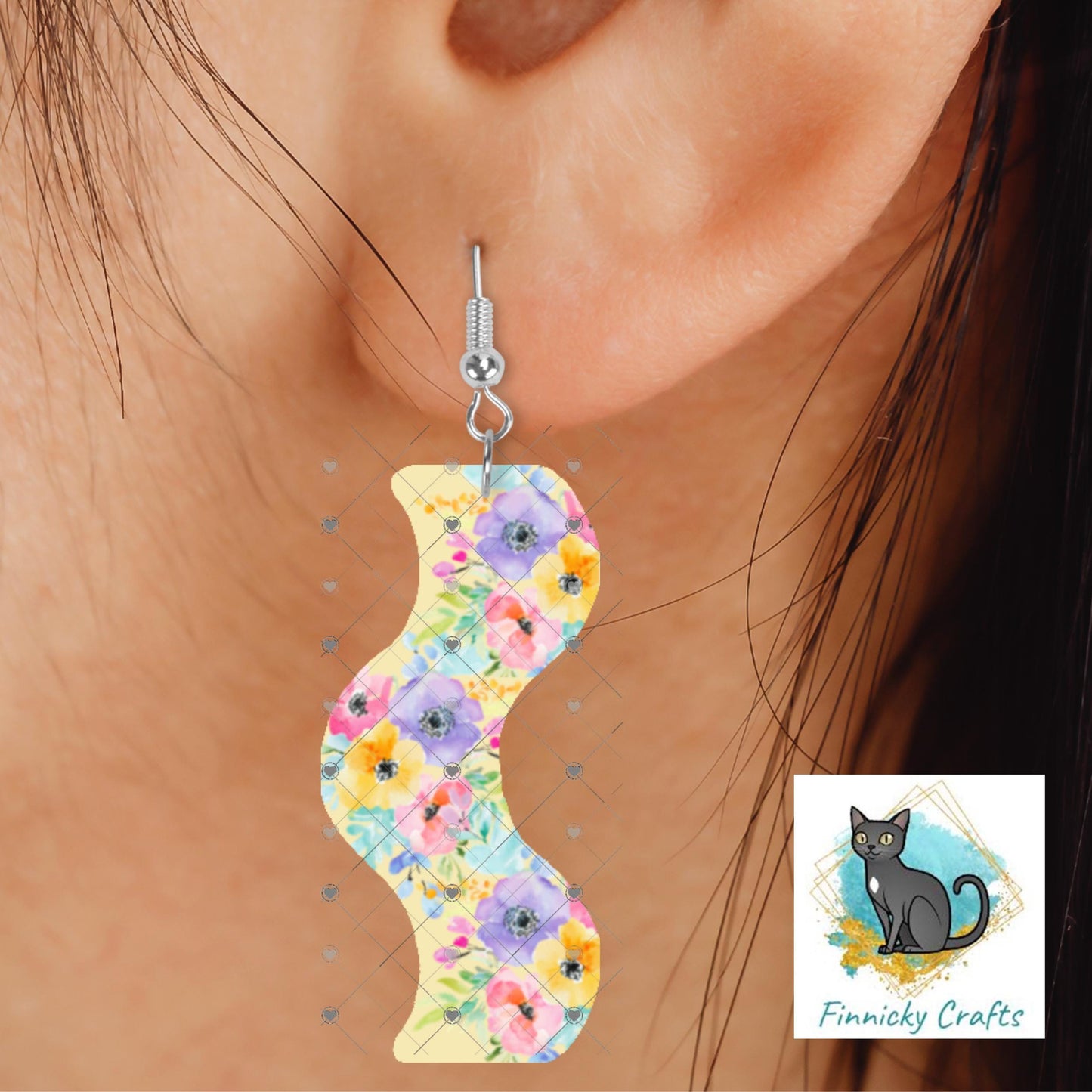 Wavy Floral Sublimation PNG Bundle, Craft Design, Earrings, Keychains, Shirts (Digital Download)
