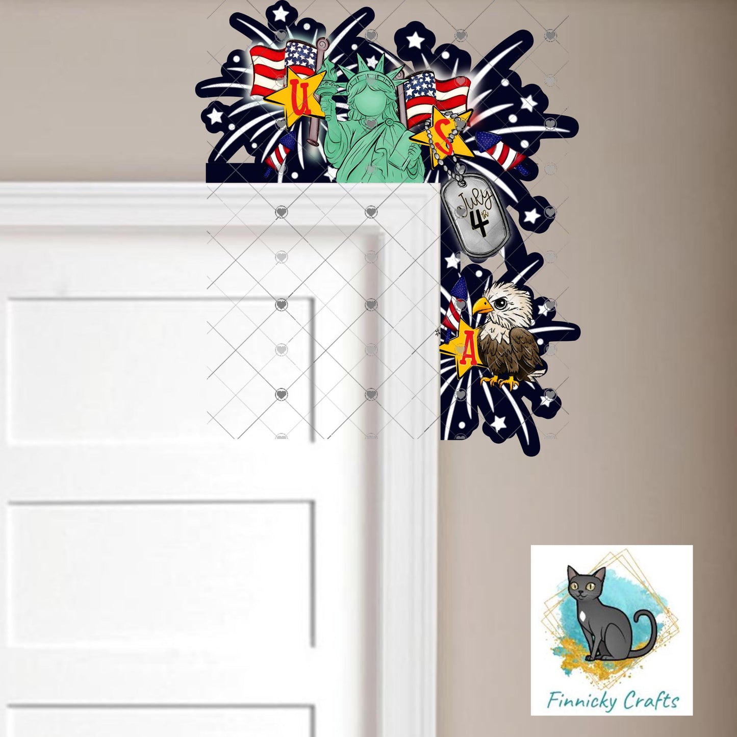 Fireworks red, white, blue or nighttime Door Corner Sitter - (PNG Digital Download)