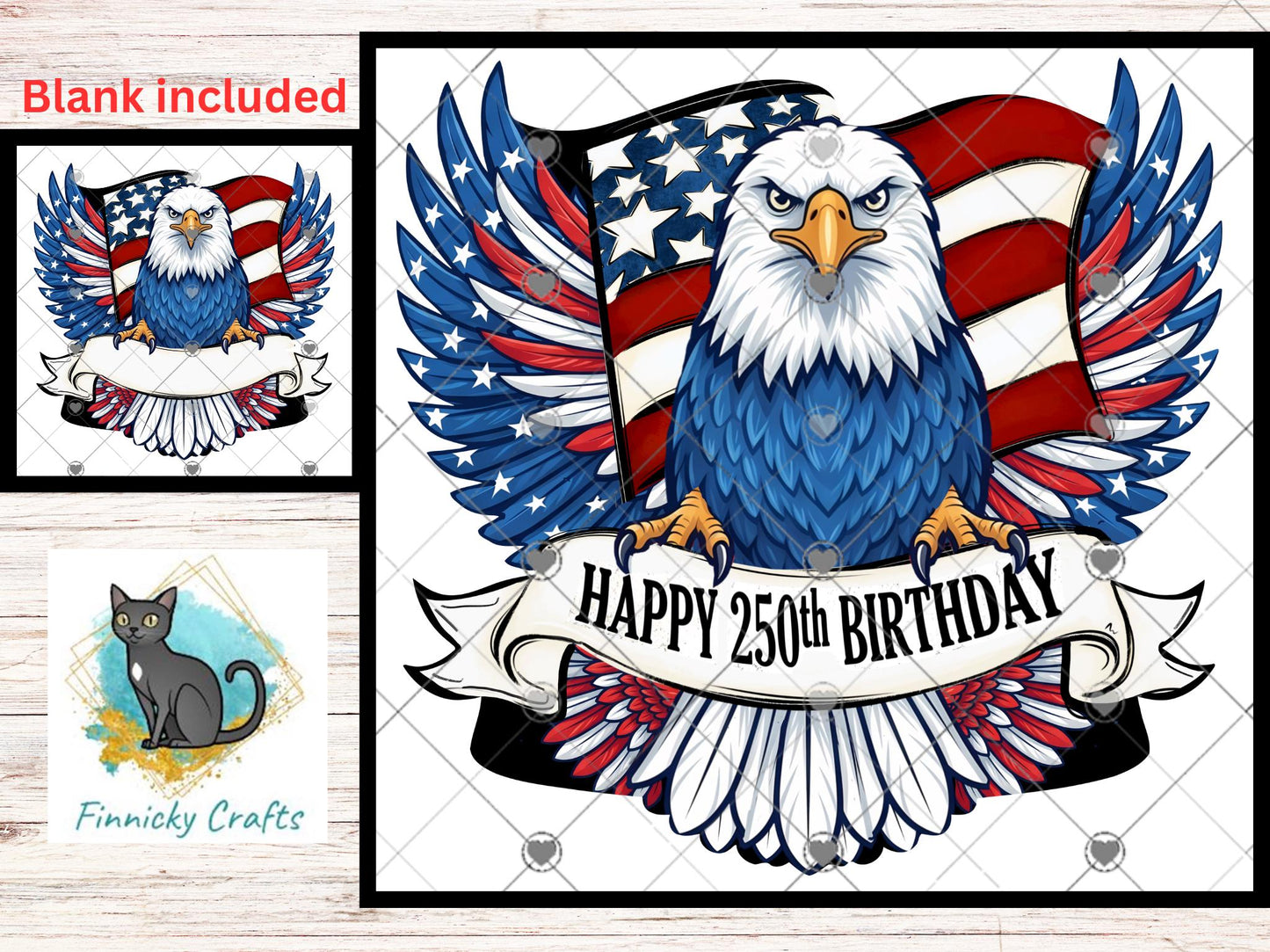 4th of July Eagle 250th Birthday Patriotic Sign PNG, Sublimation Design (Digital)