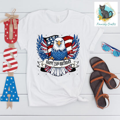 4th of July Eagle 250th Birthday Patriotic Sign PNG, Sublimation Design (Digital)