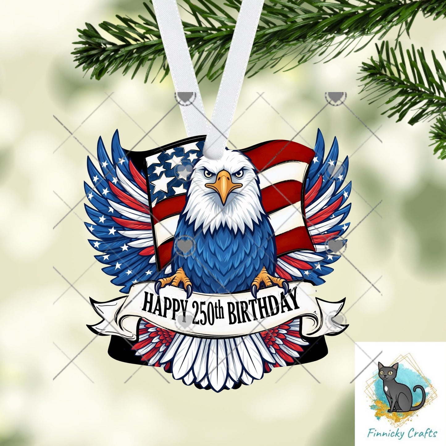 4th of July Eagle 250th Birthday Patriotic Sign PNG, Sublimation Design (Digital)