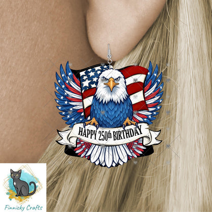 4th of July Eagle 250th Birthday Patriotic Sign PNG, Sublimation Design (Digital)