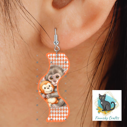 Wavy Monkey Sublimation PNG Bundle, Funny Craft Design for Earrings Keychains Shirts, DTF Ready Digital Download for Small Business