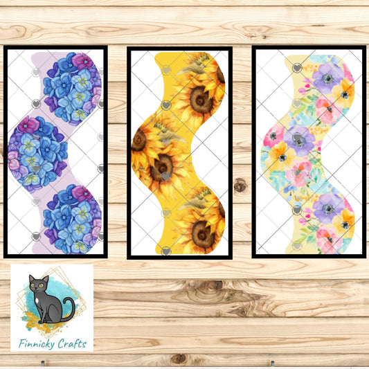 Wavy Floral Sublimation PNG Bundle, Craft Design, Earrings, Keychains, Shirts (Digital Download)