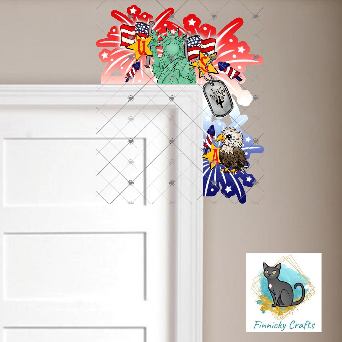 Fireworks red, white, blue or nighttime Door Corner Sitter - (PNG Digital Download)