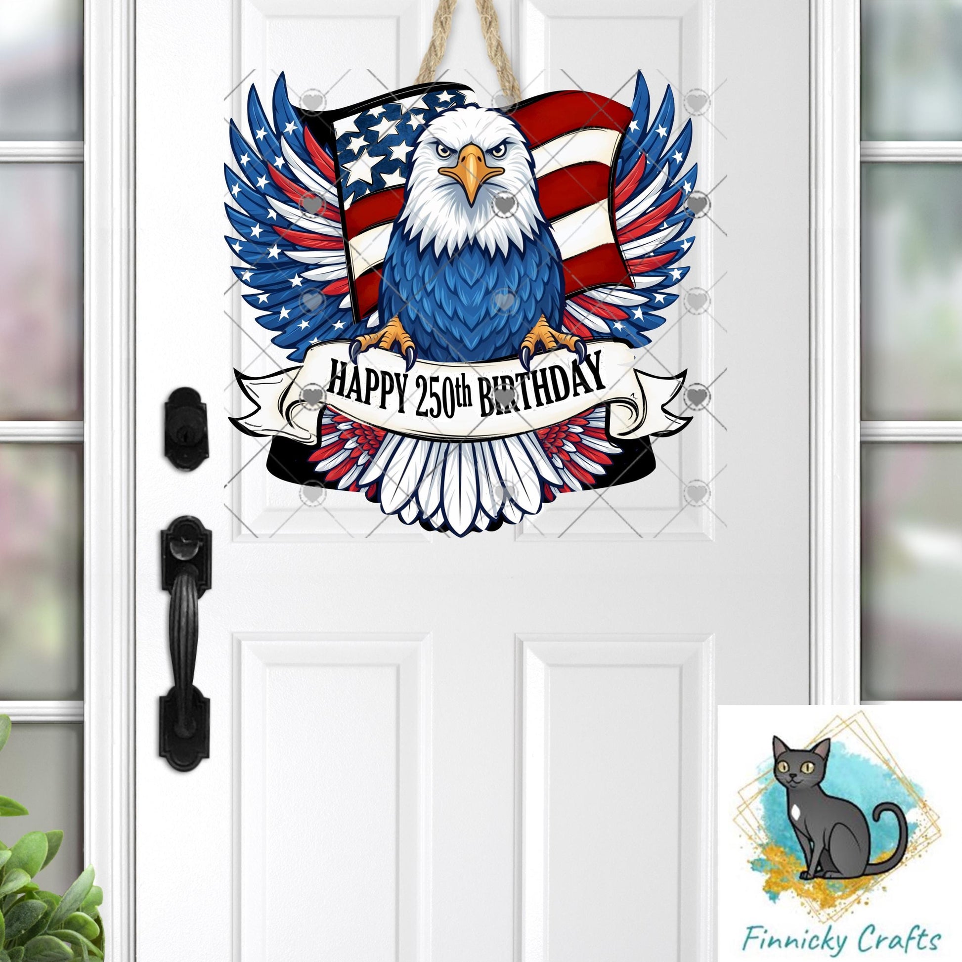 4th of July Eagle 250th Birthday Patriotic Sign PNG, Sublimation Design (Digital)