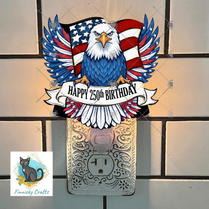 4th of July Eagle 250th Birthday Patriotic Sign PNG, Sublimation Design (Digital)