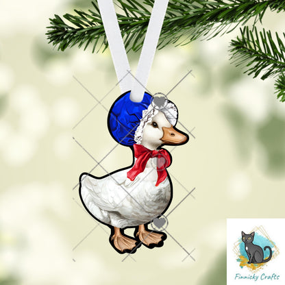 Goose in a bonnet, Red, White, Blue, Sublimation, Digital, PNG, DTF, Design, Download Only, earrings, badge reel