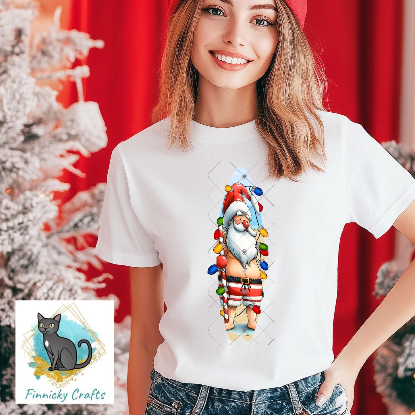 Blue Santa Gnome with blank list Christmas Design png