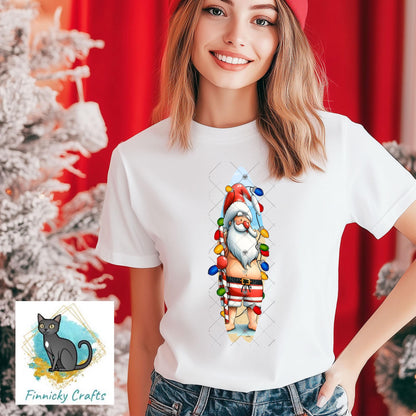 Blue Santa Gnome with blank list Christmas Design png