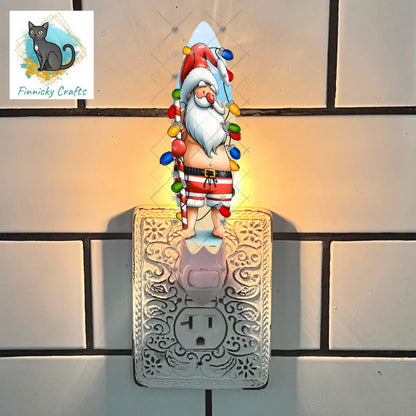 Blue Santa Gnome with blank list Christmas Design png
