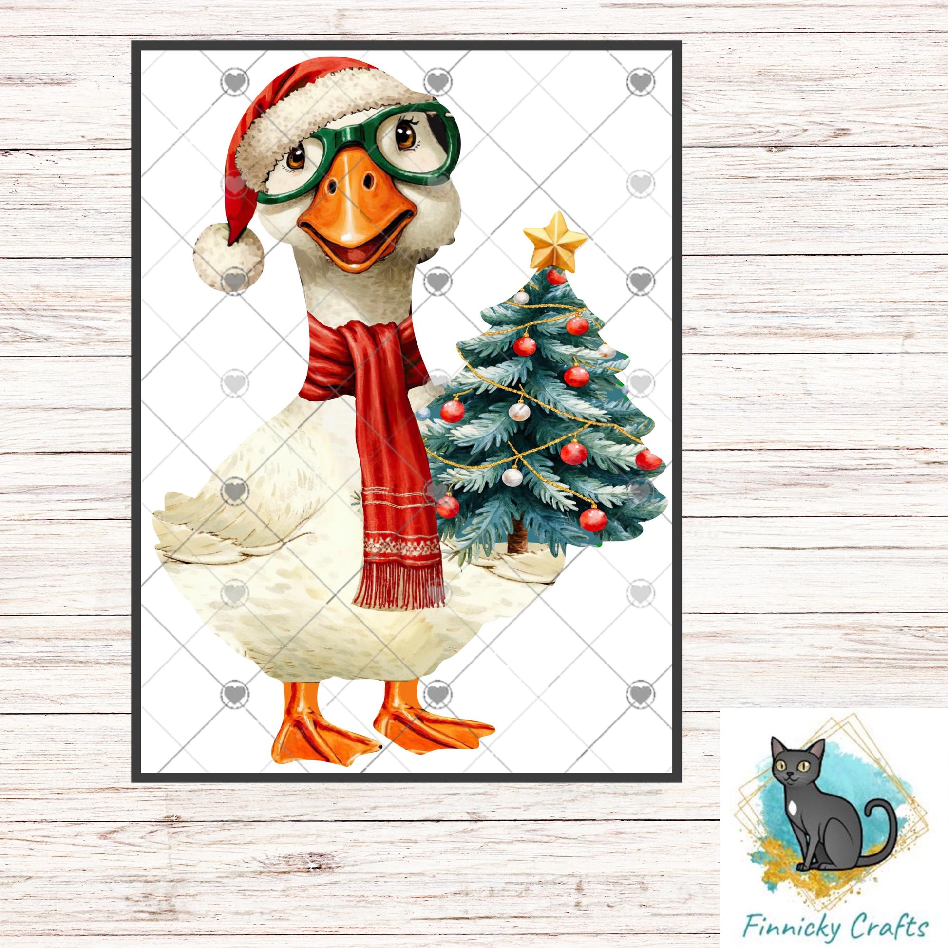 Christmas Goose holding a tree, Sublimation, Digital, PNG, DTF, Design, Download Only, earrings, ornament, night light