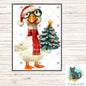Christmas Goose holding a tree, Sublimation, Digital, PNG, DTF, Design, Download Only, earrings, ornament, night light