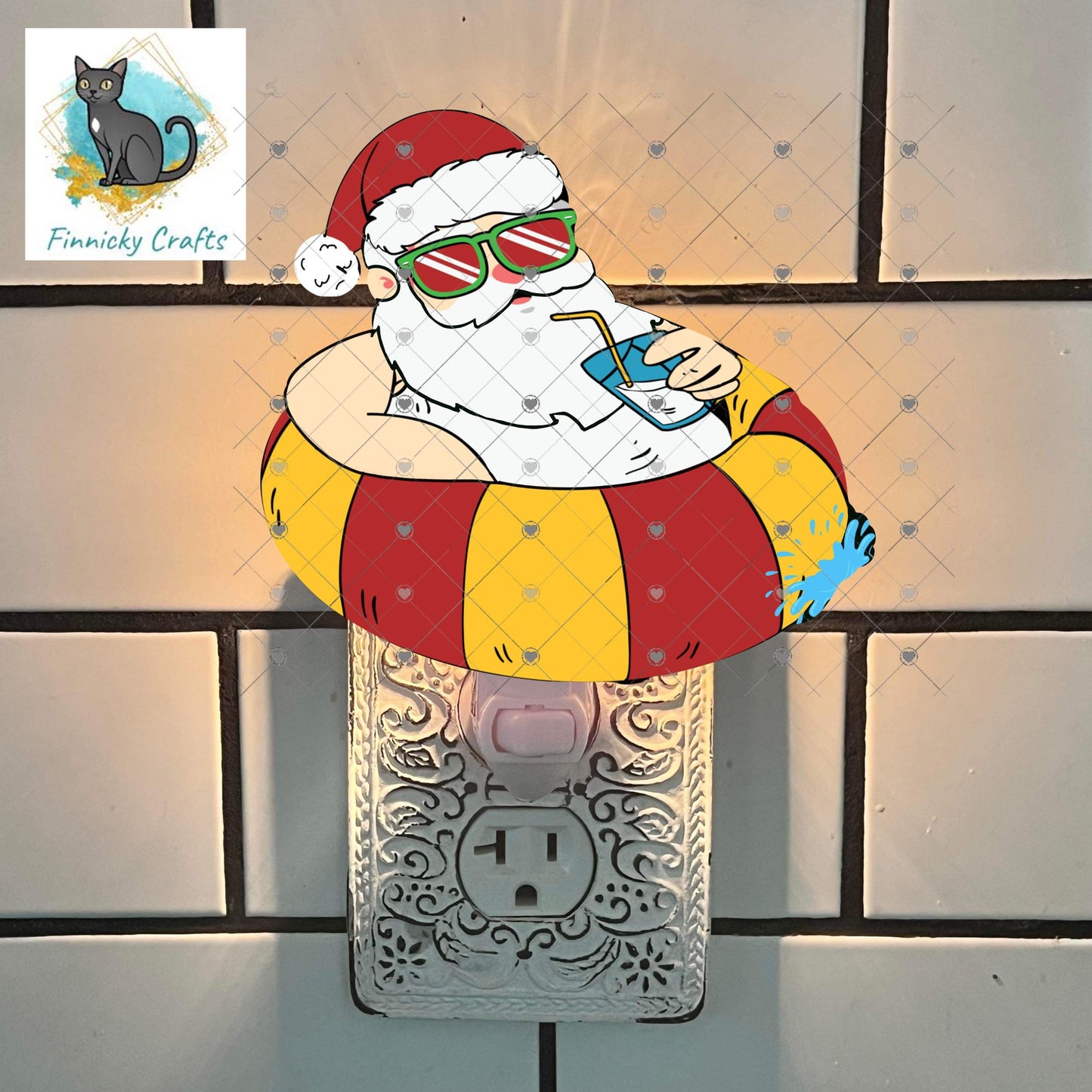 Santa in a pool float, PNG, Digital Design, DTF, Christmas Design png