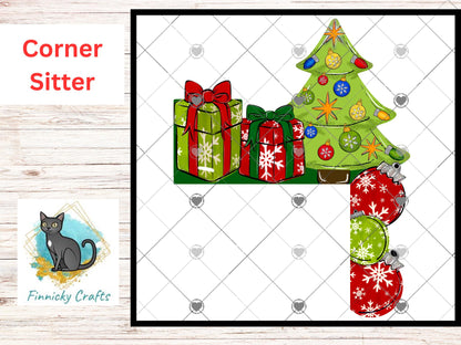 Christmas Tree Ornament Corner Sitter – PNG Digital Download for Sublimation