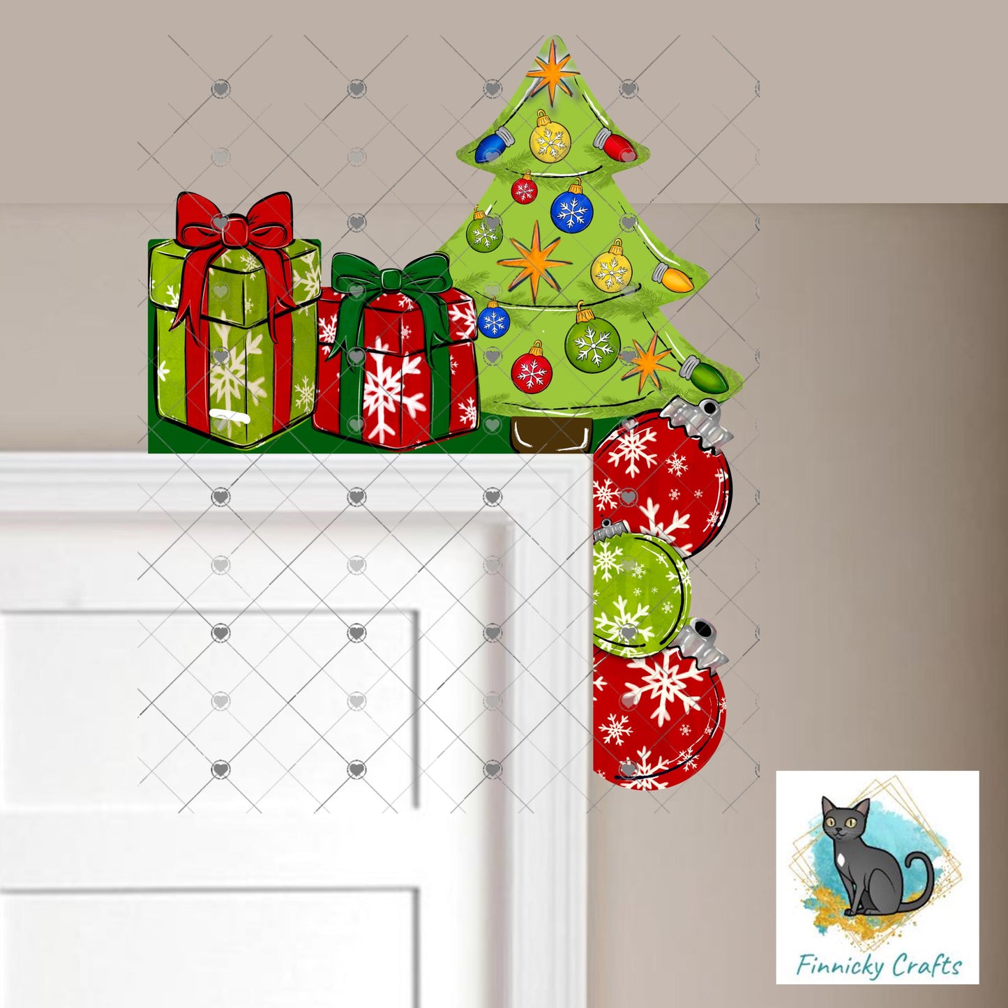 Christmas Tree Ornament Corner Sitter – PNG Digital Download for Sublimation