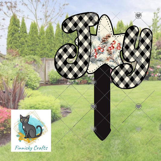 Joy Design, Garden Stake, Buffalo Plaid Decor (Digital Download)