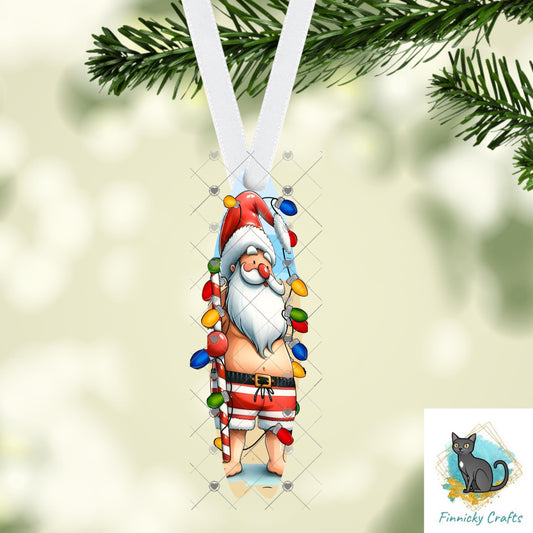Blue Santa Gnome with blank list Christmas Design png