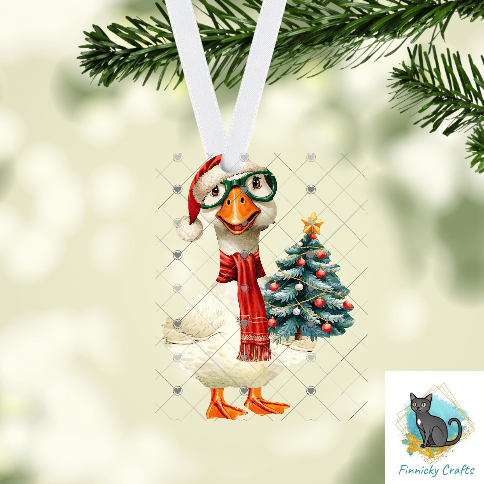 Christmas Goose holding a tree, Sublimation, Digital, PNG, DTF, Design, Download Only, earrings, ornament, night light