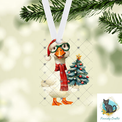 Christmas Goose holding a tree, Sublimation, Digital, PNG, DTF, Design, Download Only, earrings, ornament, night light