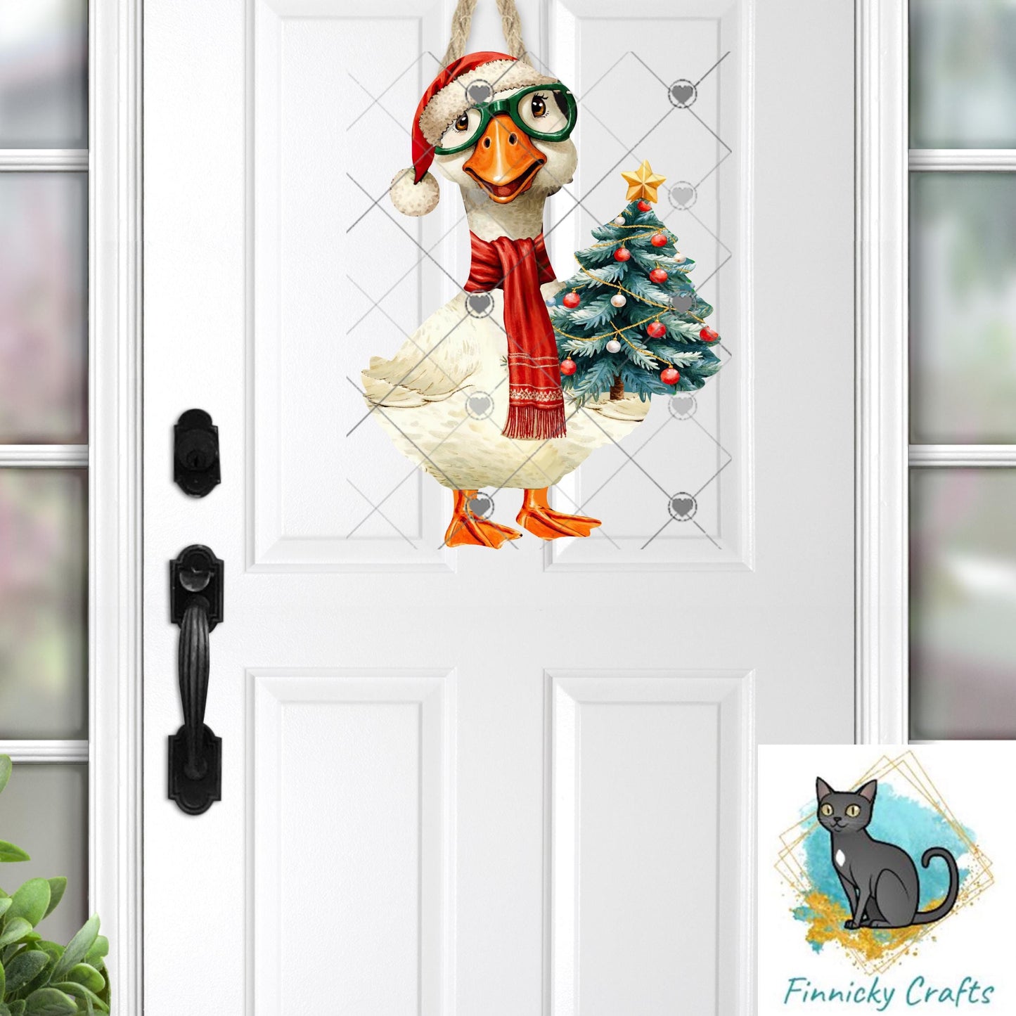 Christmas Goose holding a tree, Sublimation, Digital, PNG, DTF, Design, Download Only, earrings, ornament, night light