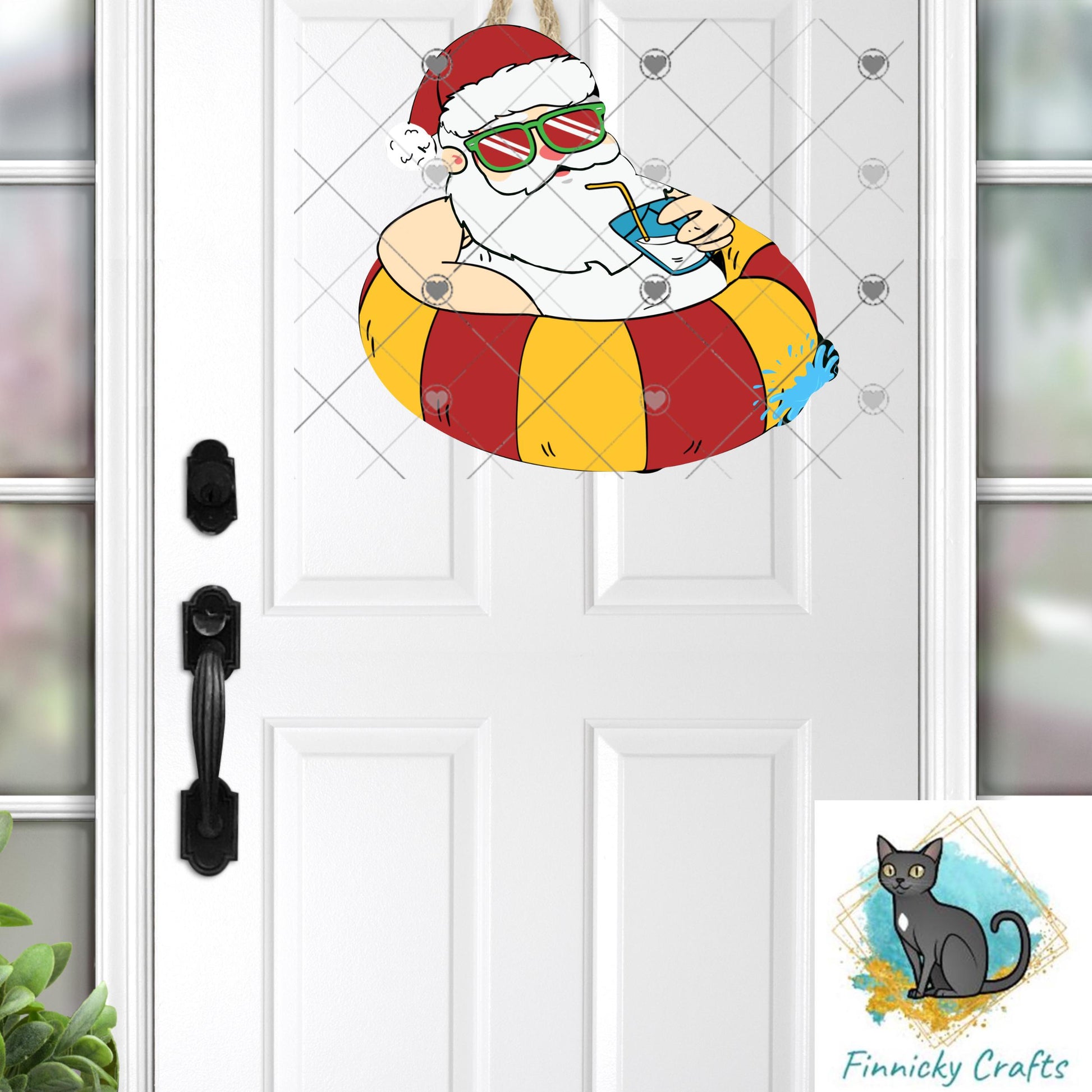 Santa in a pool float, PNG, Digital Design, DTF, Christmas Design png