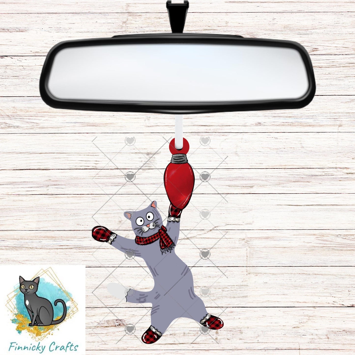 Cat Hanging From Christmas Light Ornament, Sublimation Design (Digital Download)