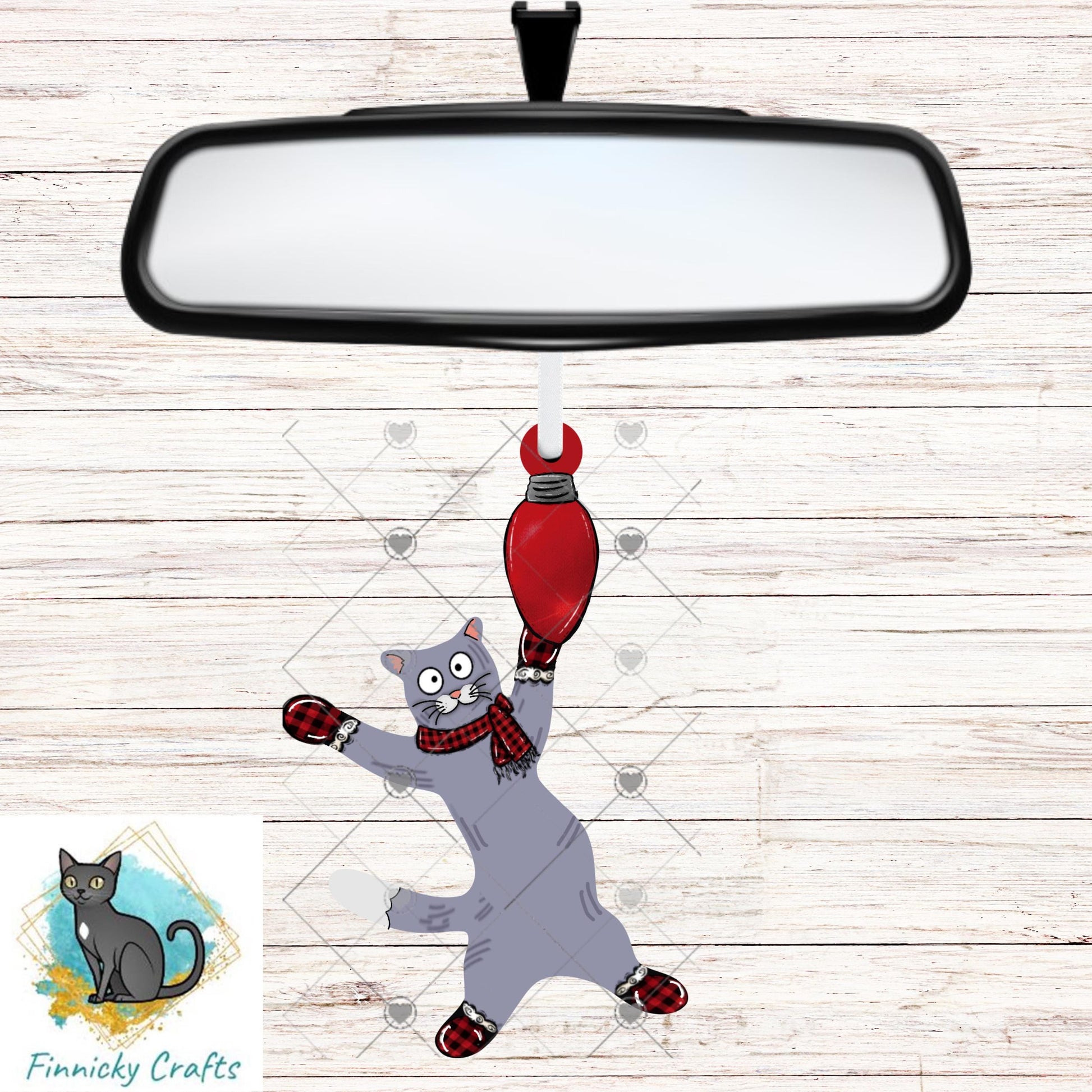 Cat Hanging From Christmas Light Ornament, Sublimation Design (Digital Download)