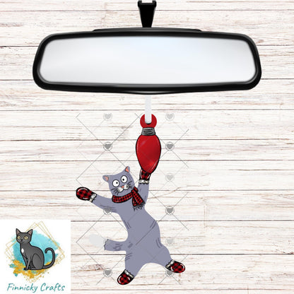Cat Hanging From Christmas Light Ornament, Sublimation Design (Digital Download)