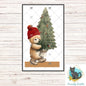 Bear carrying a Christmas Tree- Digital Design- Ornament, Shirt, Night Light - Acrylic or MDF