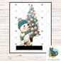 Polar Bear carrying a Christmas Tree- Digital Design- Ornament, Shirt, Night Light - Acrylic or MDF