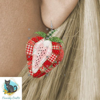Strawberry Shape, Fabric design, Earrings, Night Light, DTF, Shirts