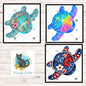 Sea turtles, beach, patriotic, colorful, PNG, Sublimation Design, Digital Download, DTF