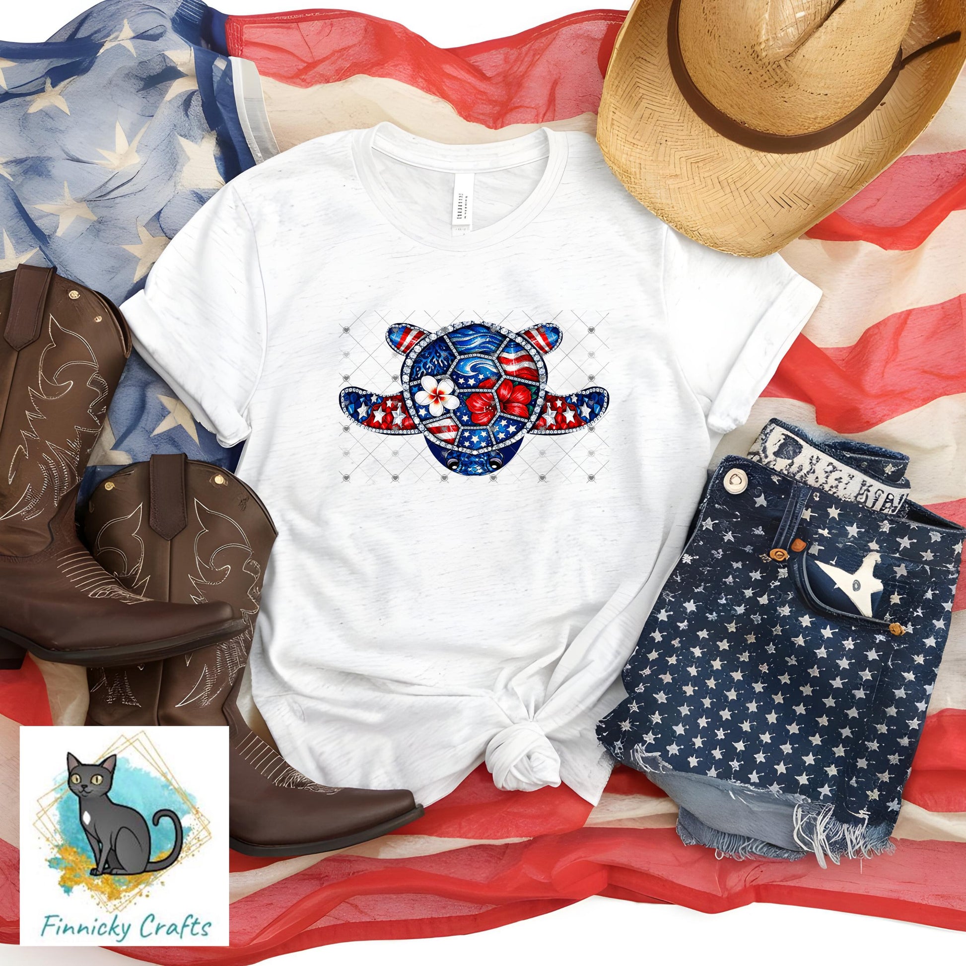 Sea turtles, beach, patriotic, colorful, PNG, Sublimation Design, Digital Download, DTF