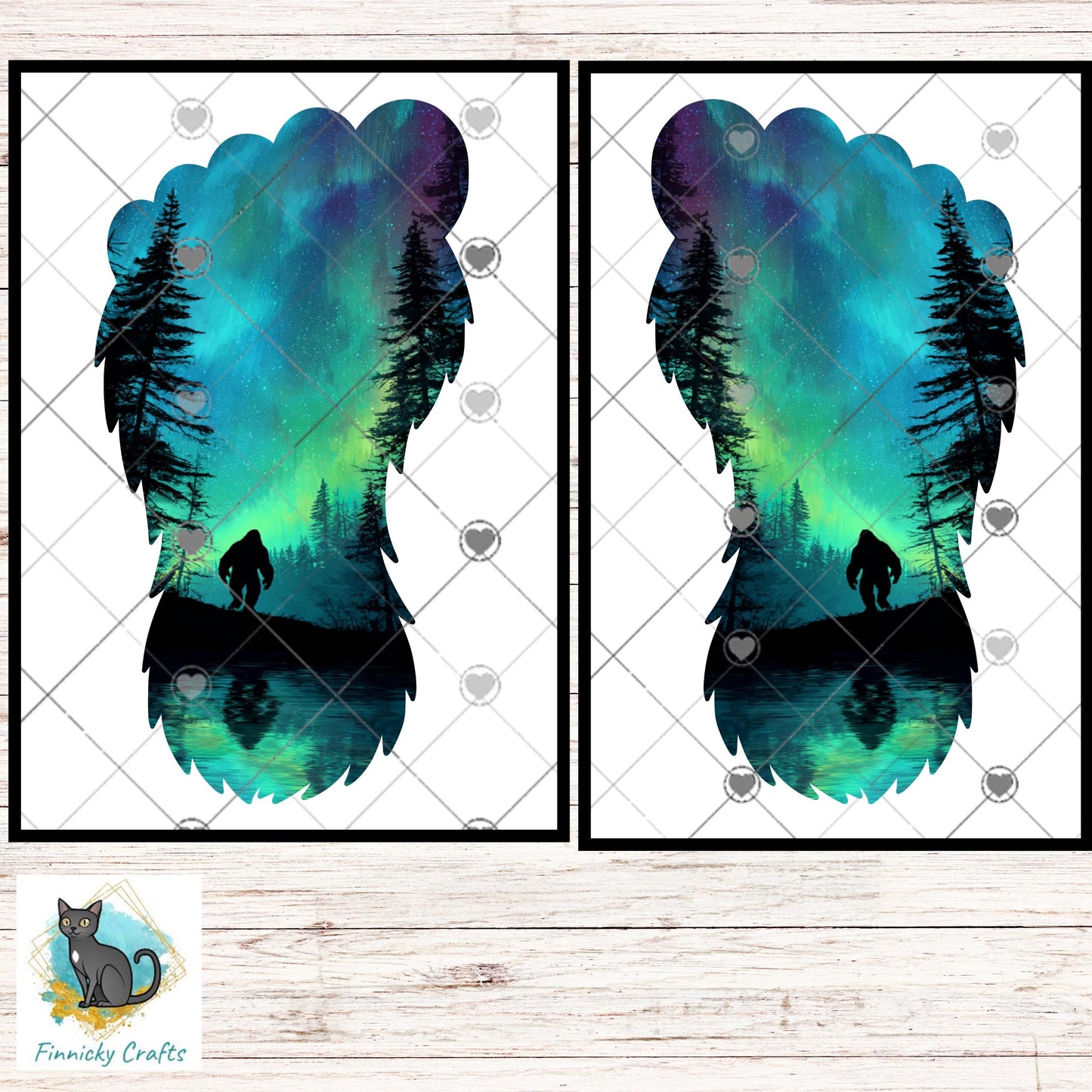 Bigfoot Footprint Northern Light PNG 300 DPI | Sasquatch Track Sublimation Design | Cryptid Digital Download | Yeti Foot (Digital Download)