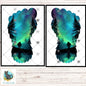 Bigfoot Footprint Northern Light PNG 300 DPI | Sasquatch Track Sublimation Design | Cryptid Digital Download | Yeti Foot (Digital Download)