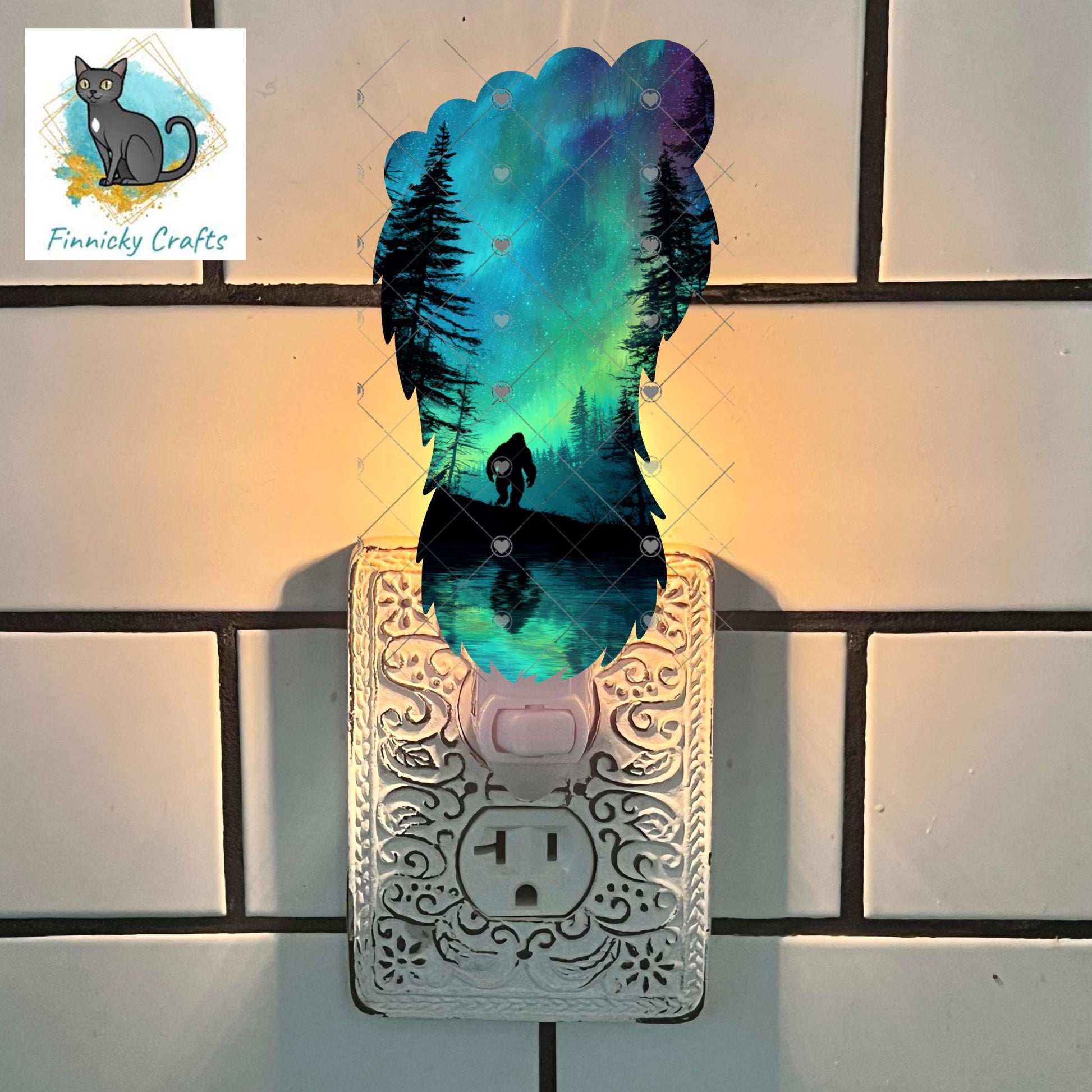 Bigfoot Footprint Northern Light PNG 300 DPI | Sasquatch Track Sublimation Design | Cryptid Digital Download | Yeti Foot (Digital Download)