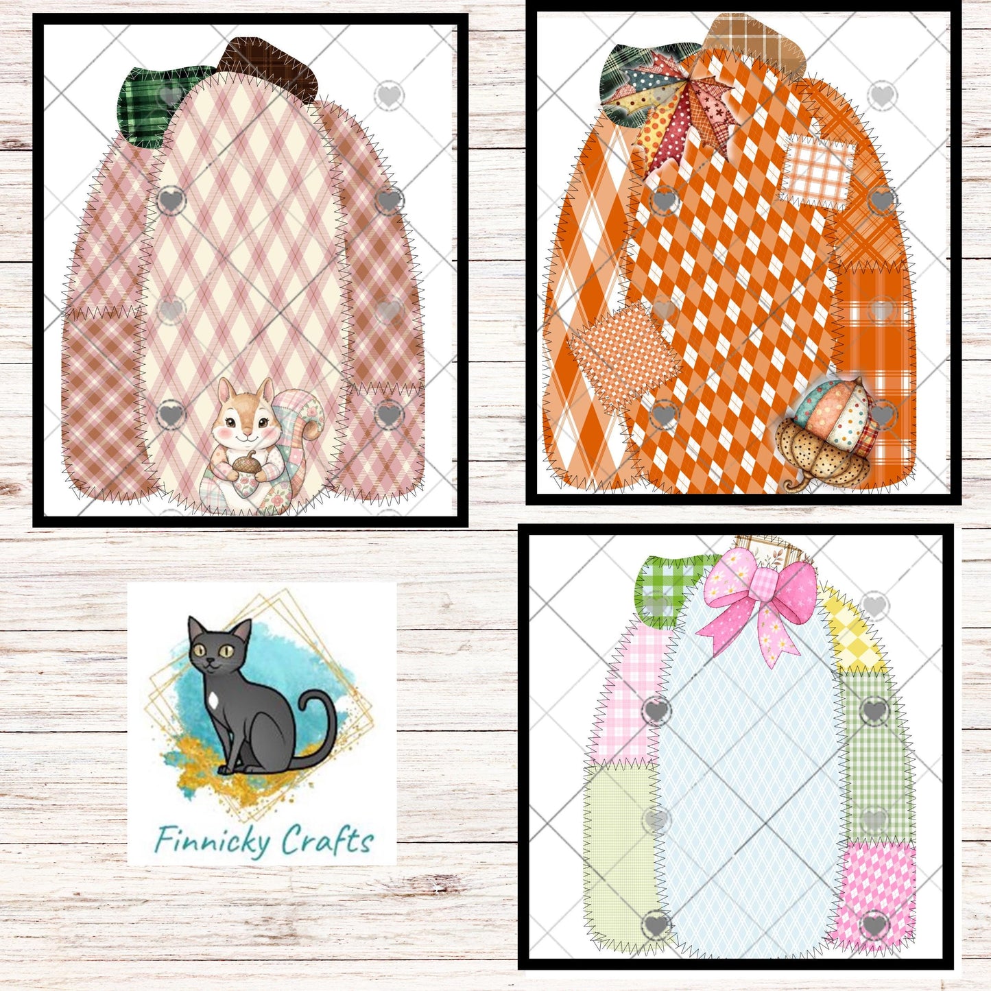 Tall Patchwork Pumpkins Earring PNG Bundle, Fall Designs (Digital Download)
