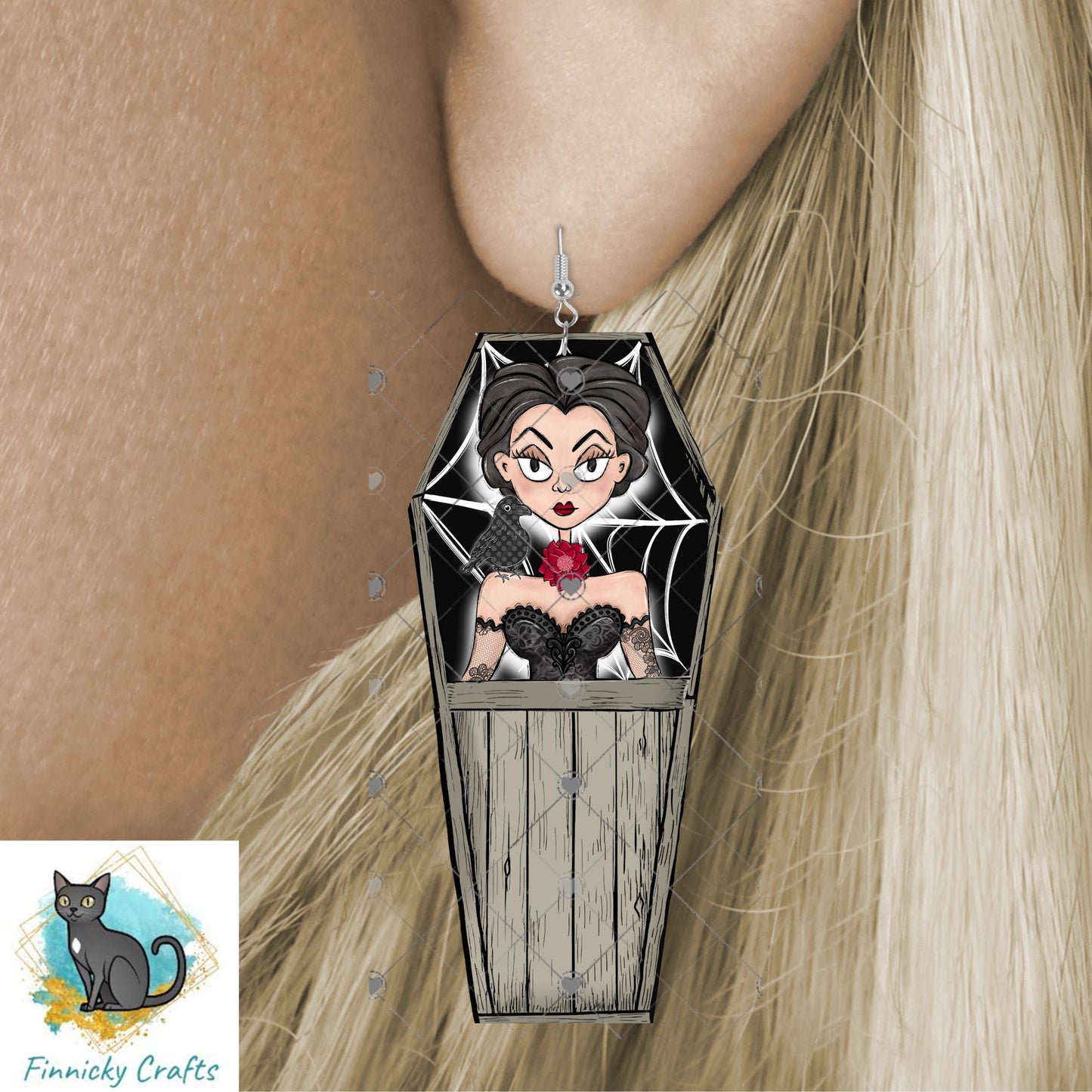 Halloween Sublimation Digital Design - Coffin, PNG, Bag charms, Night Light, earrings, sign, hair clip