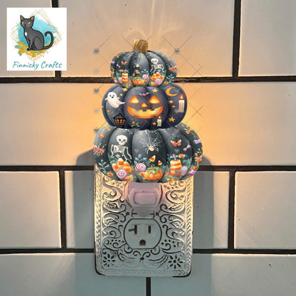 Stacked Black Pumpkins png - Sublimation Designs, Digital Designs, Wall Hanger, Earrings, Badge Reels, Night Lights, DTF