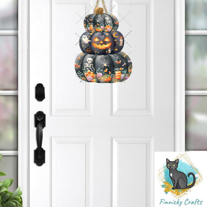 Stacked Black Pumpkins png - Sublimation Designs, Digital Designs, Wall Hanger, Earrings, Badge Reels, Night Lights, DTF