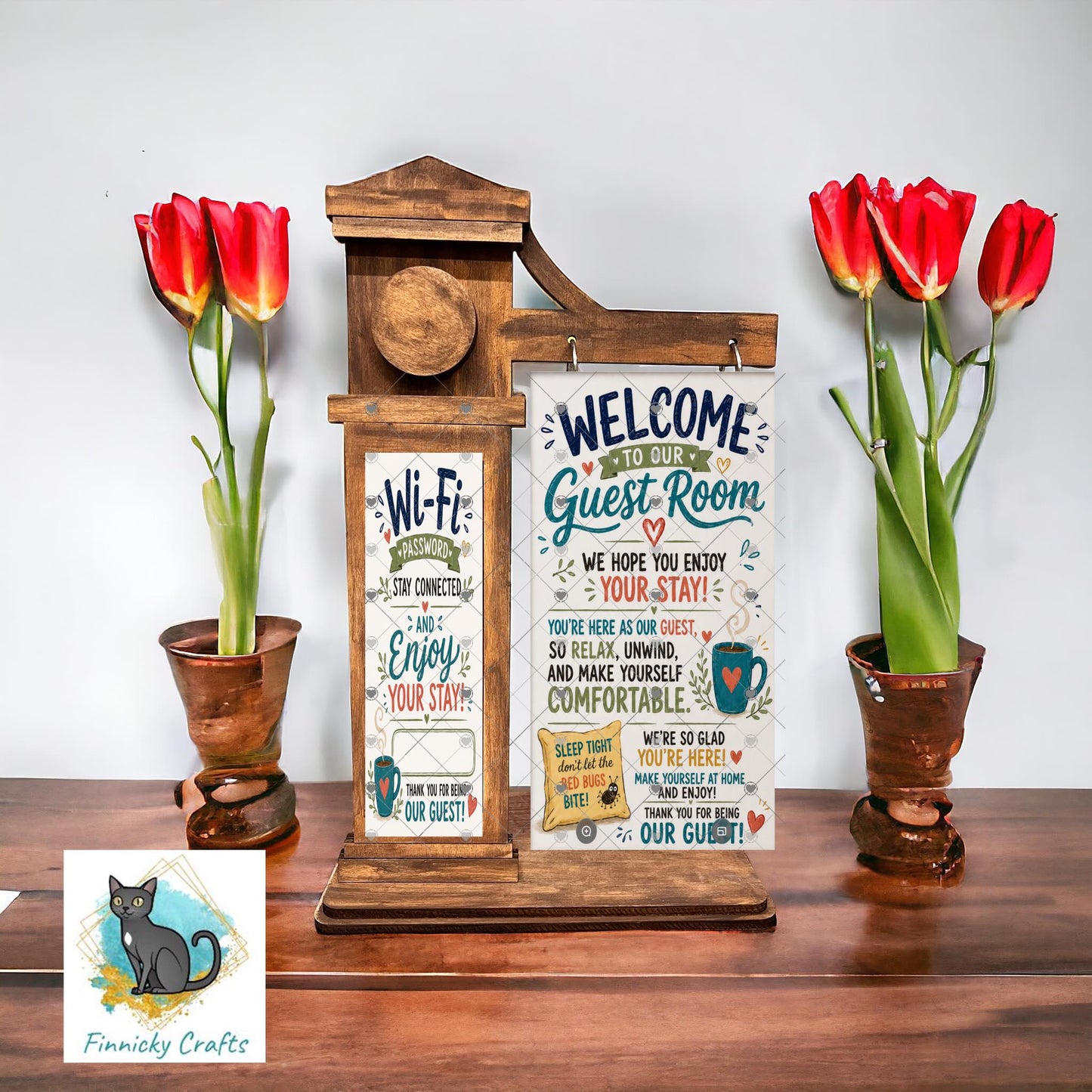 2-Piece, Welcome Guests, Guest Room Interchangeable Sign Inserts, Sublimation, Digital, PNG, Design, Download