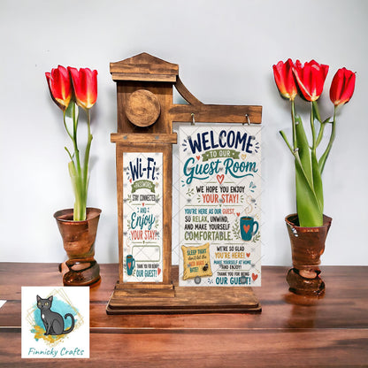 2-Piece, Welcome Guests, Guest Room Interchangeable Sign Inserts, Sublimation, Digital, PNG, Design, Download