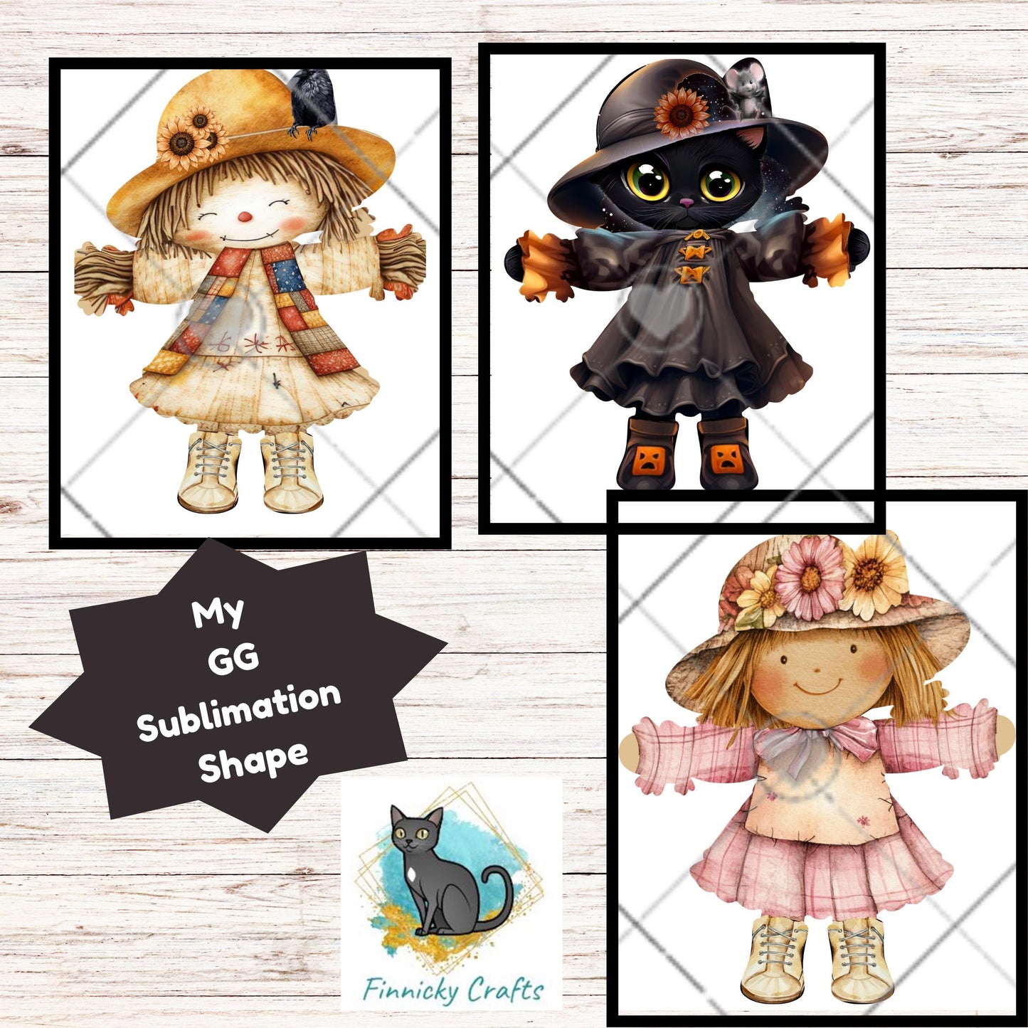 Scarecrow Girl PNG Bundle, Fall Autumn Design (Digital Download)