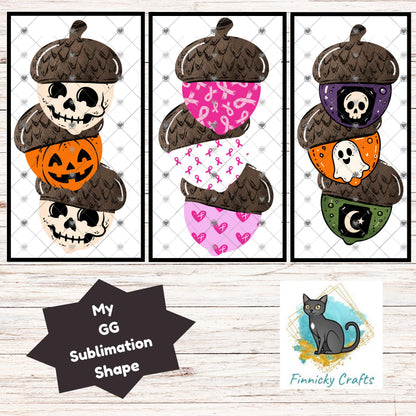Halloween, Breast Cancer Acorn Trio PNG Design, Sublimation, (Digital Download)