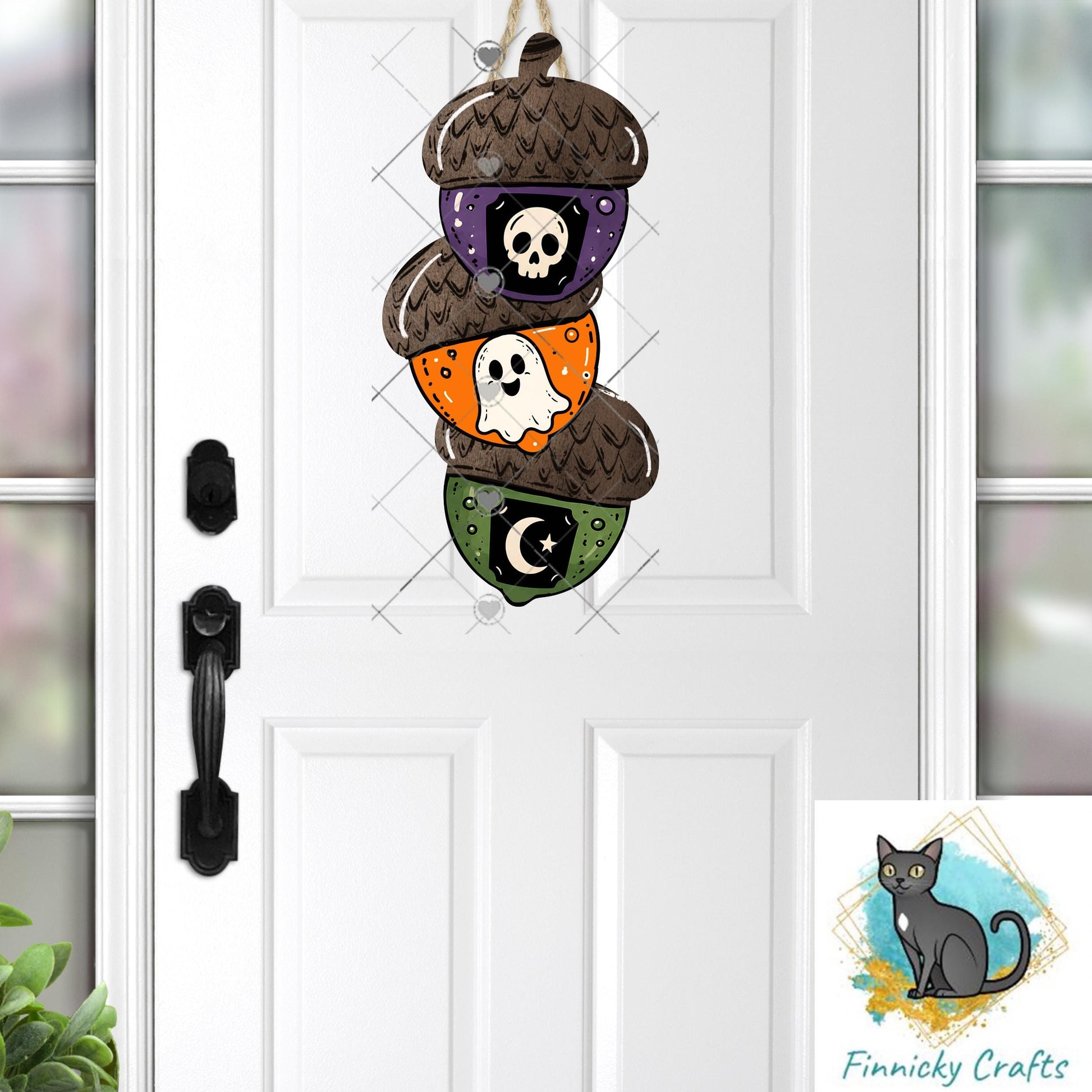 Halloween, Breast Cancer Acorn Trio PNG Design, Sublimation, (Digital Download)