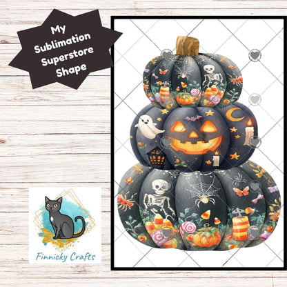 Stacked Black Pumpkins png - Sublimation Designs, Digital Designs, Wall Hanger, Earrings, Badge Reels, Night Lights, DTF